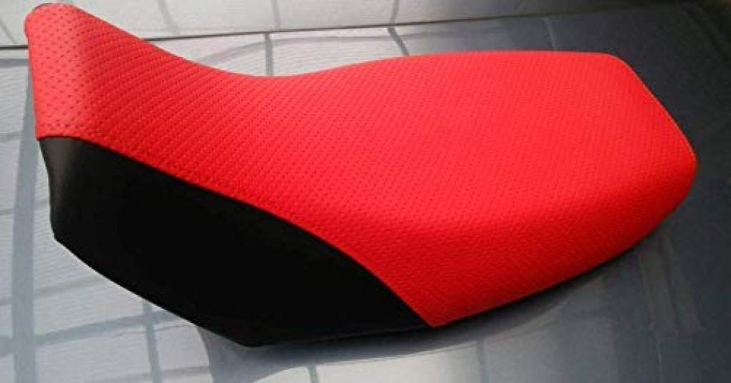 GRONDMAN Seat Cover for Kawasaki KSR-I / KSR-II / KSR110, Red/Black, Premium Embossed Fabric (Reupholstery Type)