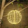 50cm Hanging Ball Light Garden Courtyard Rattan Tree Light Christmas Party Landscape Lamps Fold Metal Frame Home Fairy Lights