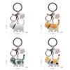 Cute Cartoon Orange Black Gray White Cat And Paw Pendant Keychain For Gift And Decoration