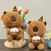 Pelúcia Capivara Adorável Capivara de Aniversário Ursinho Doce Boneca de Bolo Fofo Desenho Animado Kawaii Comida Recheada Sobremesa Presente Criativo de Feriado