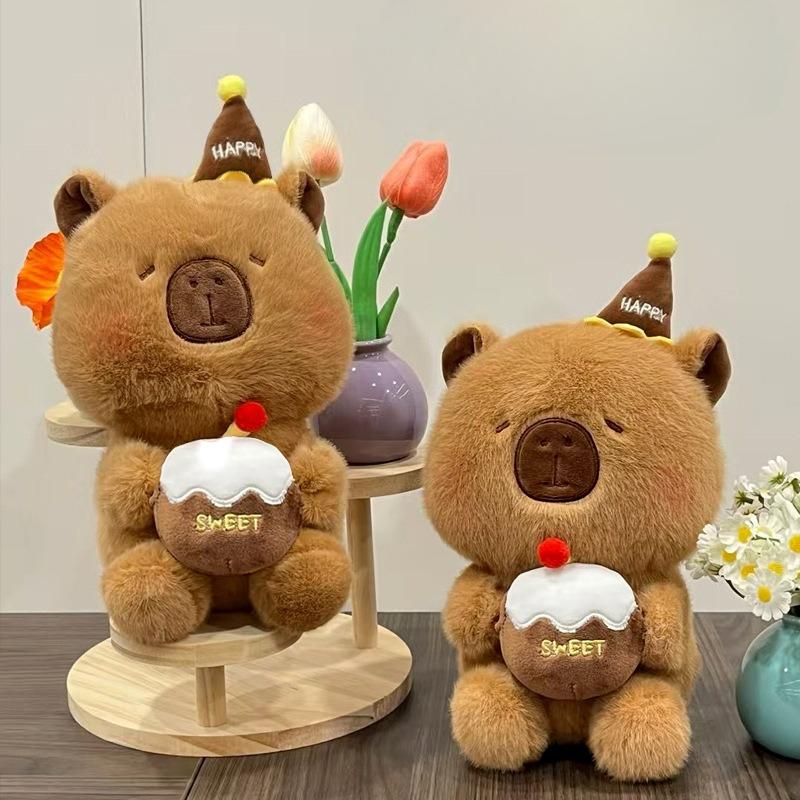 Capybara Pluche Speelgoed Lieve Verjaardag Capibara Zoete Beer Zachte Taart Pop Kawaii Cartoon Gevuld Voedsel Dessert Creatief Vakantiecadeau