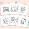 1pc,Cute Coloring Book - 30 Different Cosmetic Elements Patterns,100gsm 8.3x 8.3 Suitable for Anxiety Relief,Gift for Friends