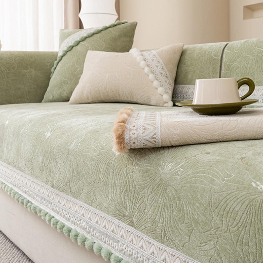 French Entry Lux Sofa Cushion Four Seasons Universal Cover Cloth Leather Sofa Cover Non-Slip Lace Cushion