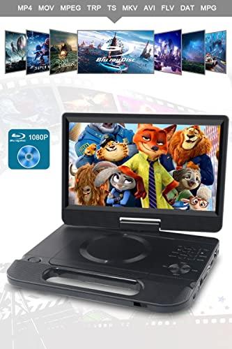 FANGOR Portable Blu-ray Player, 12.5" (10.1"), Rotating Screen, HDMI Output, CPRM, Earphone Jack Input/AV Input/Output, 3 Power Sources, Instruction M