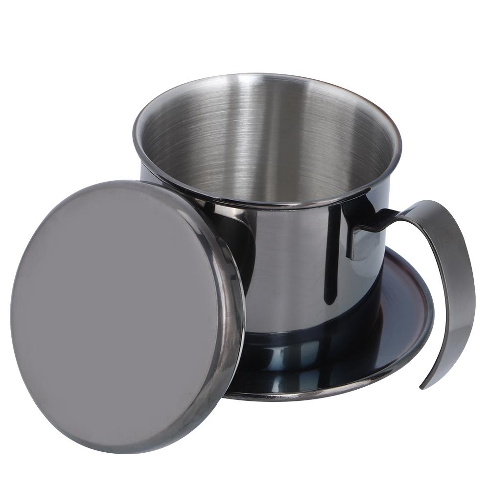 Portable Stainless Steel Coffee Drip Filter Coffee Maker Pot for Home Kitchen Office Outdoor UseBlack