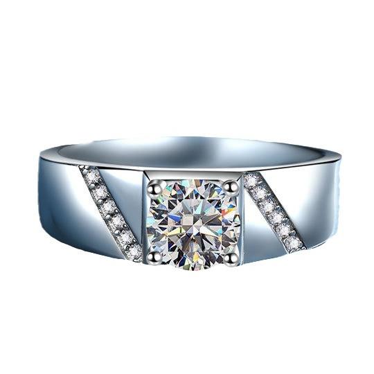 Grand Ring Men's Carat Moissanite Platinum - Adjustable Open Band Charm, Carat Bold & Sparkly, Wedding Wear Pick