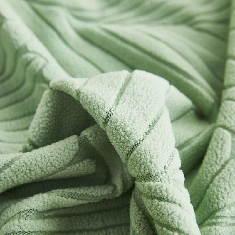 Leaf Texture All-Inclusive Skirt Sofa Cover with Ruffled Trim - Stretchy Polyester-Spandex Blend Fits 1-4 Seater Couches for Living Room, Bedroom