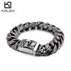 Domineering Retro Pattern Titanium Steel Skull Bracelet, Personalized Punk Men'S Stainless Steel Trendy Jewelry