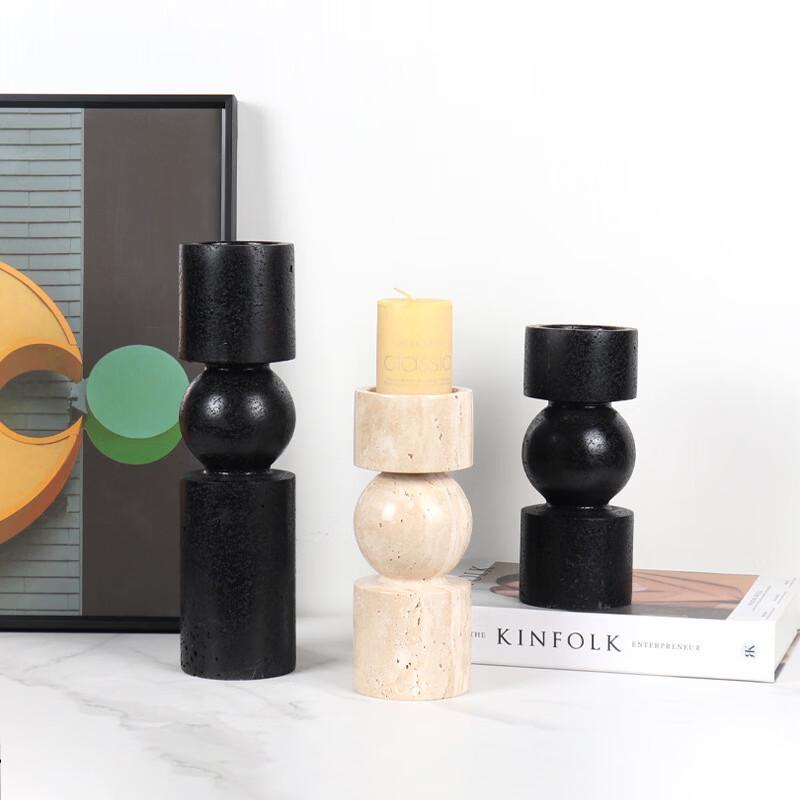 abay Minimalist Travertine Style Candlestick