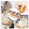 2026 Elevated Cat Bowls Raised Wood Stand Feeder with 3 Stainless Steel Bowls Feeding & Watering Supplies for Puppy Cats Accessories