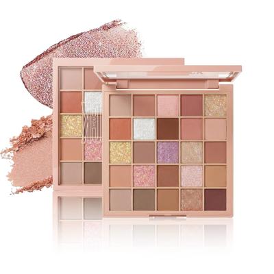 NovoUnow 25-Color Eyeshadow Palette - Popular Pink-Brown Tones, Matte Glitter, Highly Pigmented, Cute, Perfect for Everyday Wear, Commuting, and