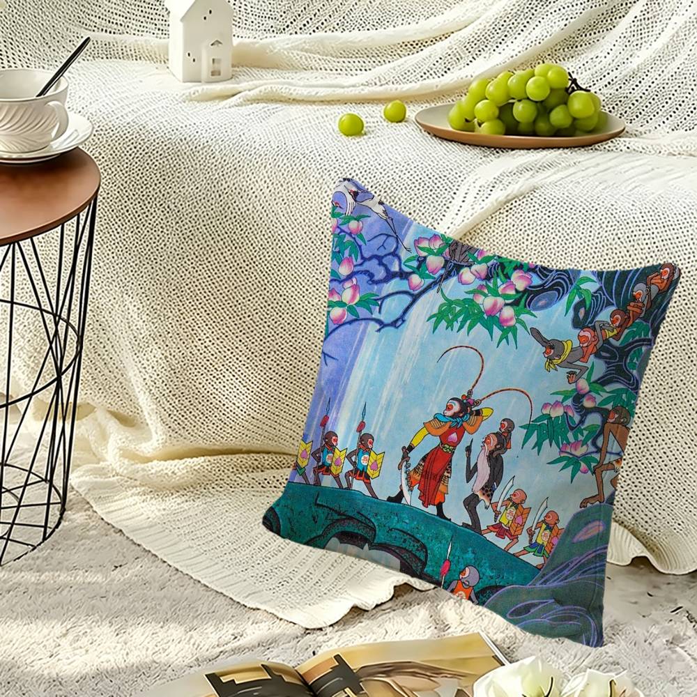 Journey to the West Soft Pillow Shell For Sofa Living Space Bedroom Headboard Backrest Square Cushion Cozy