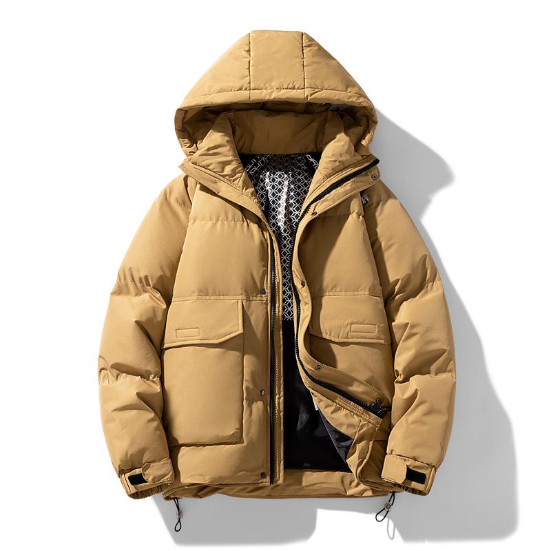 Men's 2025 Winter Down Jacket with Velvet, Hooded, Plus Size, Loose Fit for Teens and Students