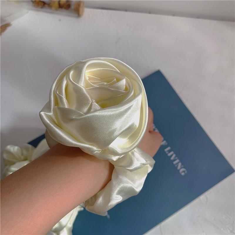 French Silk Headband, Retro Rose, Three-dimensional Flower, Large Intestine Hair Tie, Female Korean Version