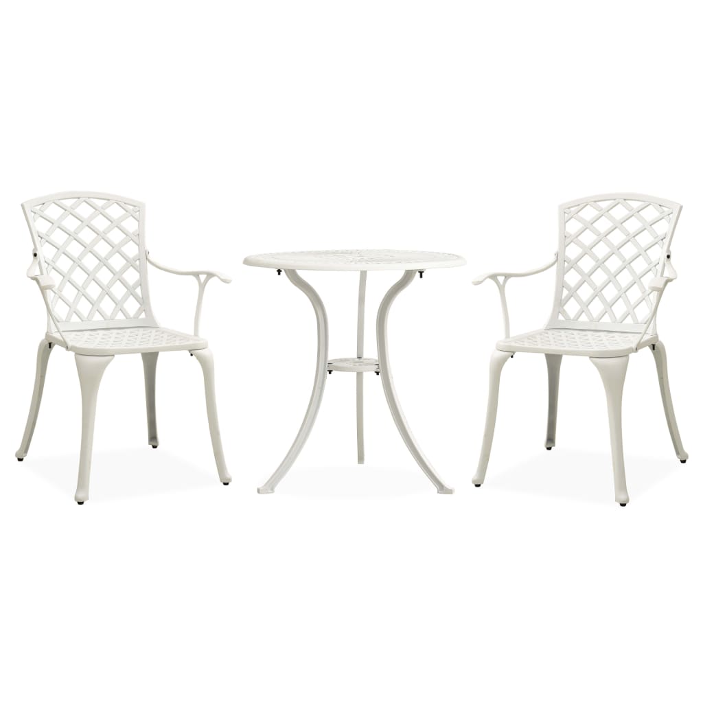 3-teiliges Bistro-Set Gusseisen Weiß