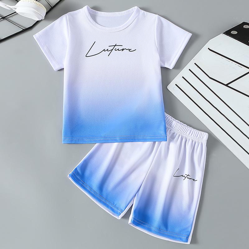 

Детский костюм с градиентом и принтом тай-дай из 2 предметов, спортивный, тренировочный, для бега, с короткими рукавами, для девочек, повседневные шорты с эластичной резинкой на талии, 4–12 лет 150