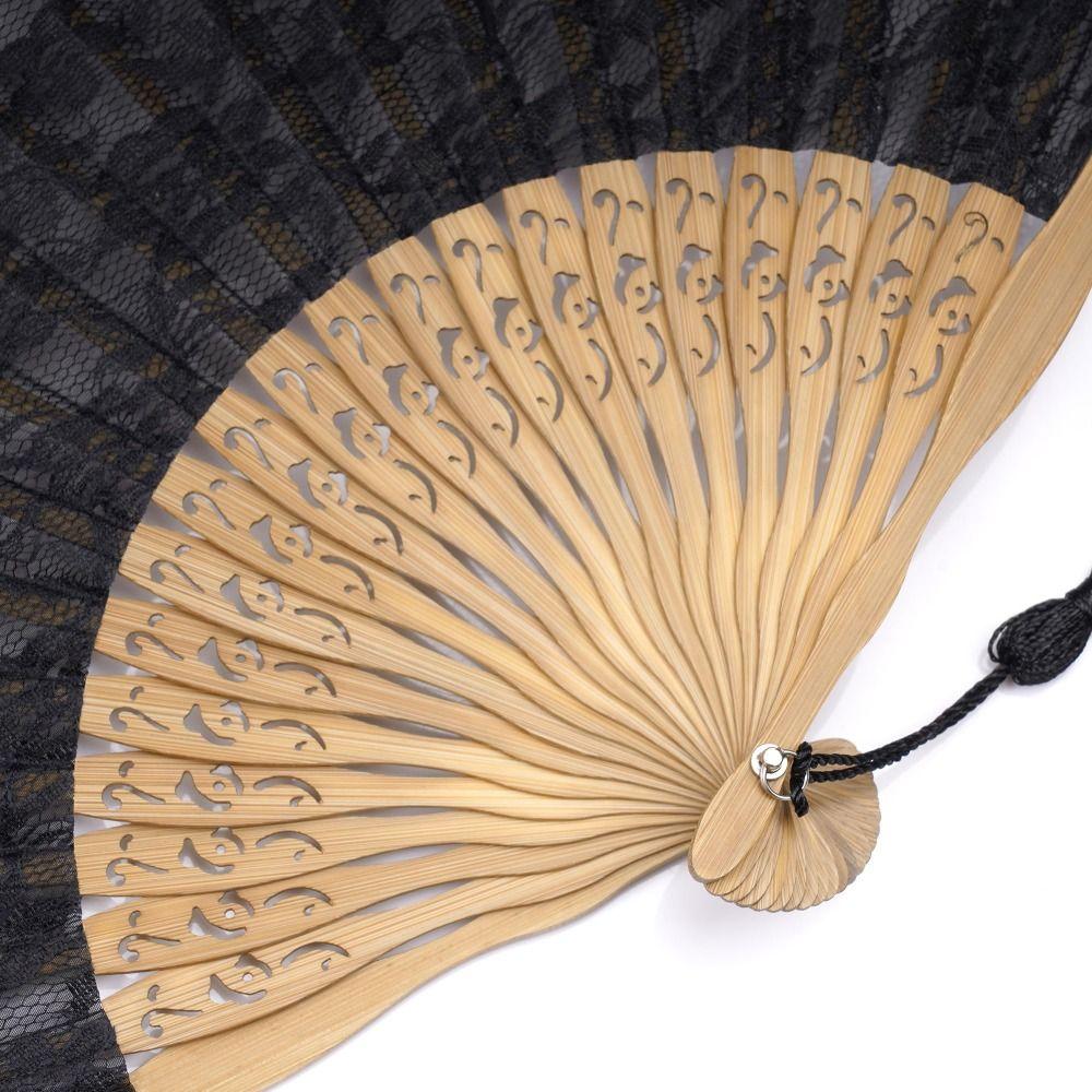 Diameter 40cm Chinese  Vintage Bamboo Fan Bamboo Frame Bamboo Silk Folding Fan  Dancing Party