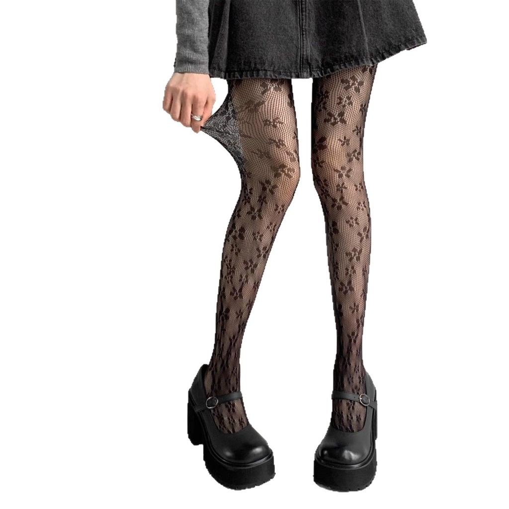 Lace Silk Premium Gray Sexy American Hollow Mesh Socks Ab Pantyhose Women'S Spring And Autumn Thin Black Silk Thin Style