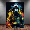 Vintage Brave Firefighter Fire Smoke Firefighter Fire Truck Art Posters Canvas Painting Wall Prints Picture for Room Home Decor