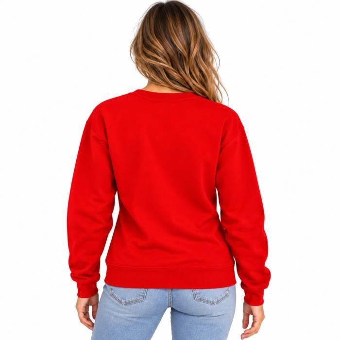 Sweat Femme Rouge Col Rond en Coton – Molleton Gratté 290 g/m² - Rouge
