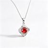Women’s High-End S925 Sterling Silver Necklace with Inlaid Diamond, Cultured Ruby Pendant, Perfect for Daily Wear or a Birthday Gift.