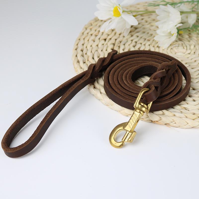 

Copper Hook Leather Dog Leash for Medium to Large Dogs, Soft Cowhide Retriever Leash 1.5m material, 1.2m final, 1.2cm wide темно-коричневого