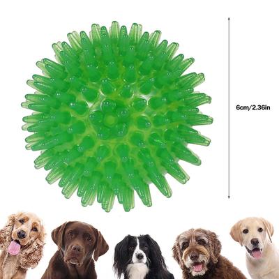 3 Stück quietschende Hundeballspielzeuge Zahnreinigungsballspielzeug Hundekau-Stachelball TPR Trainings-Haustier Interaktives Hundespielzeug für kleine mittlere Hunde