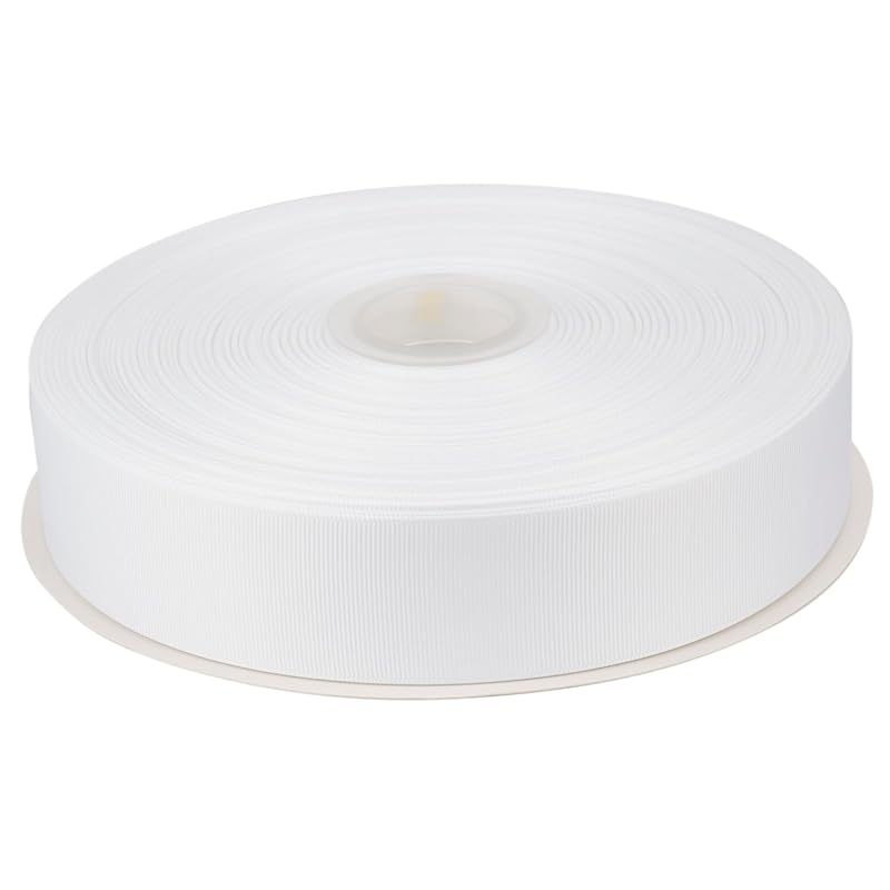 

[Tekdeere]Width 38mm solid white grosgrain ribbon, perfect for gift wrapping, sewing, hair accessories, wedding decorations - 91m/roll