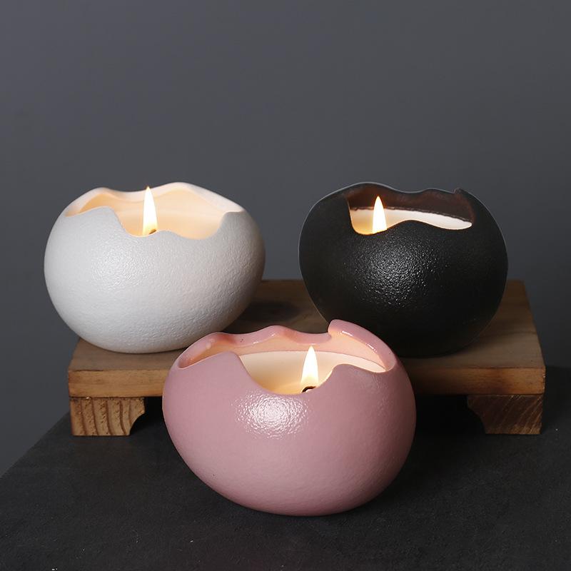 Copo de Vela Cerâmico Criativo Casca de Ovo Copo Vazio Alto Valor Utensílios para Velas de Aromaterapia Suporte para Velas Simples Ornamento