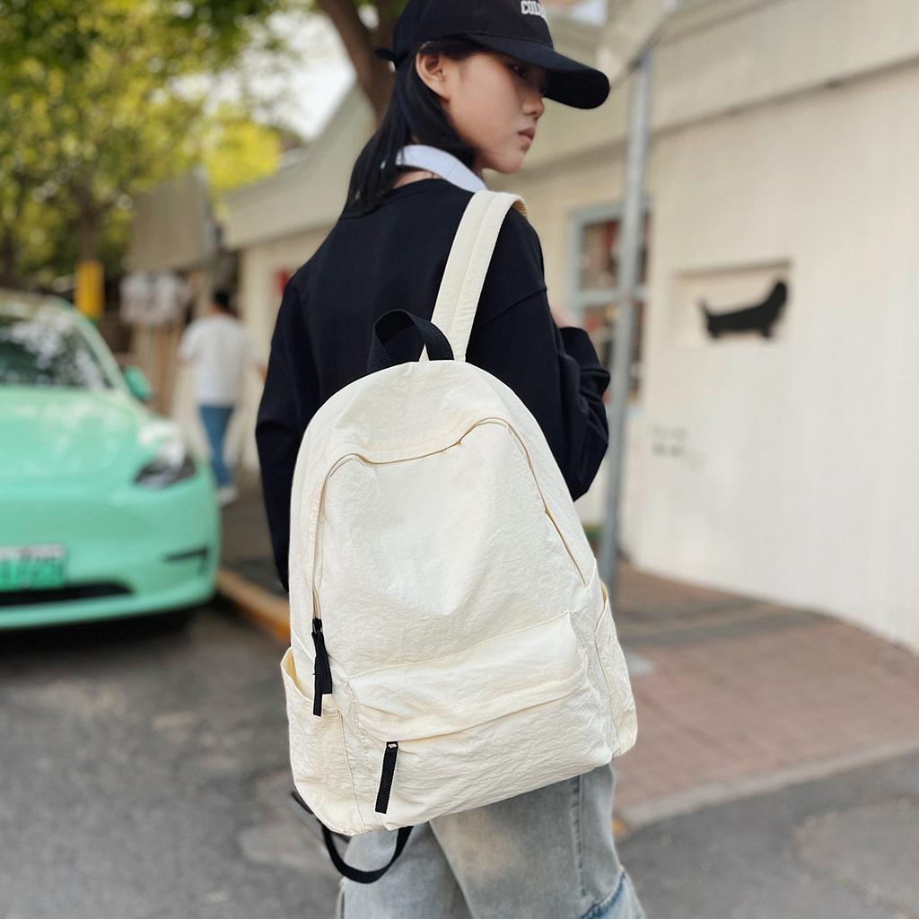 Japanese solid color schoolbag male college student versatile simple travel backpack female high school student large capacity computer backpack