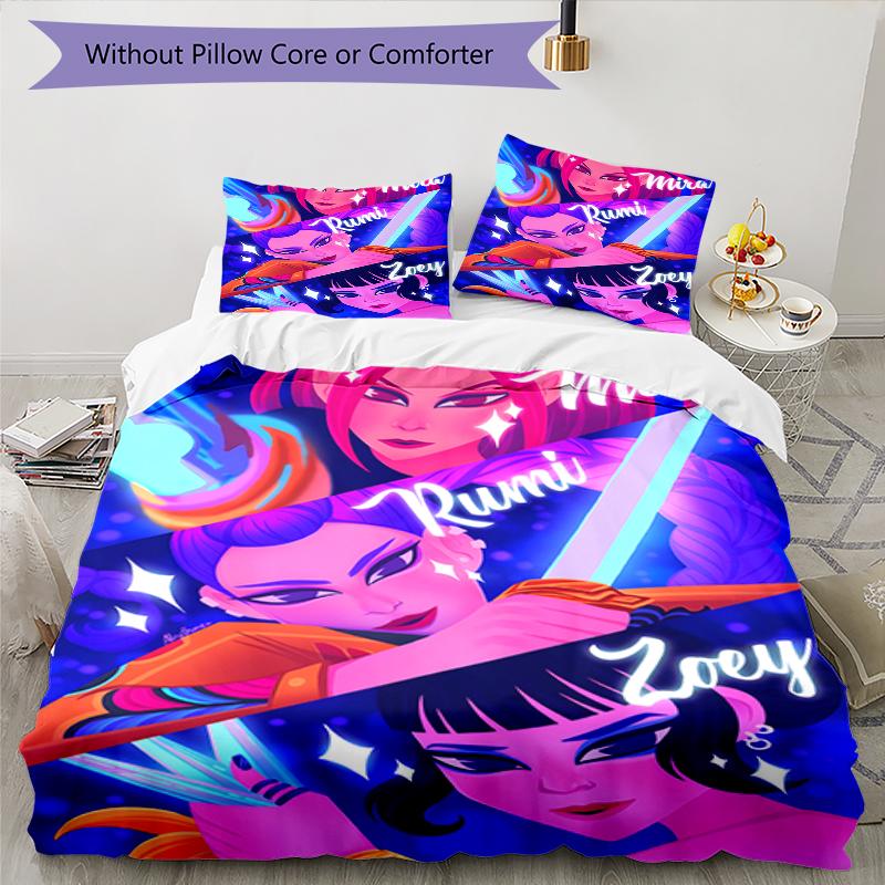 3pcs KPop Demon Hunters17 Design Cover Set - HD Printed Bedding with 1 Cover and 2 Pillowcases - Perfect for Home and Dorm Decor