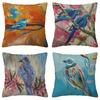Colorful Birds Painting Pillow Covers Pattern Cushion Cover Suitable For Sofa Bedroom Car Pillow Cover