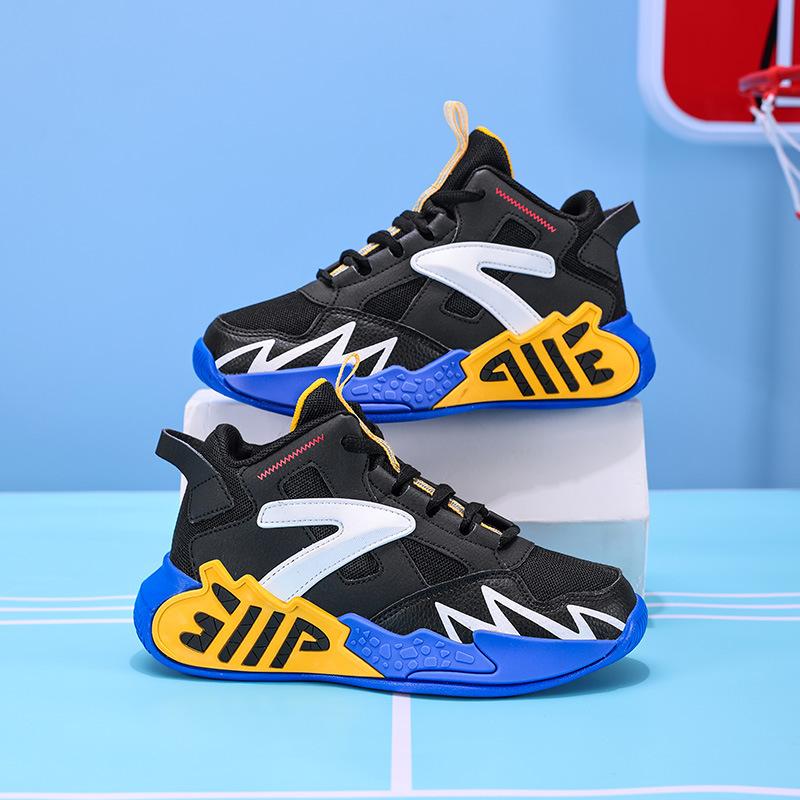 Boys Shoes 2025 New Children's Mesh Breathable Non-slip Lightweight Sports Shoes Children's Training Practical Basketball Shoes