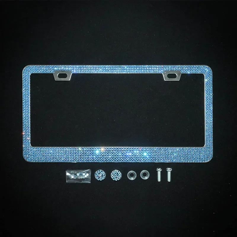 2PCS 31*16cm Bling Crystal License Plate Frame Women Rhinestone Car License Plate Frame Cover Holder Car Accessories New