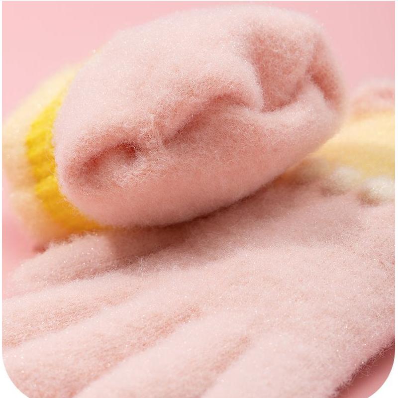 Rękawiczki Jesienno-Zimowe Odporne na Zimno Pogrubione Kokardka Pełne Palce Rękawiczki Dziecięce Rękawiczki Dzianinowe Wiatroodporne Termiczne Grube Rękawiczki Śnieżne