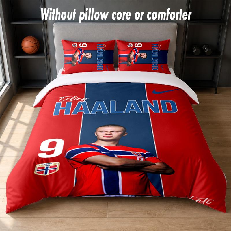 Set Biancheria da Letto Design Erling Haaland 1 Copripiumino + 2 Federe Morbido Traspirante Biancheria da Letto per la Casa
