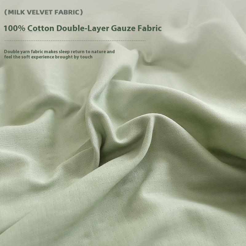 Pure Cotton Bedding Set Four-piece Skin-friendly, Breathable and Comfortable Washed Sheets Quilt Covers Pillowcases