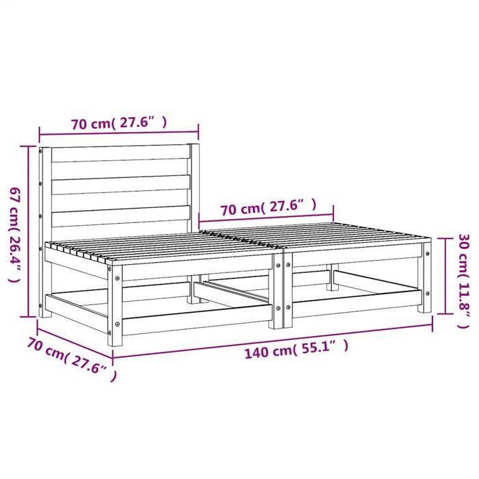 VidaXL Canapé de Jardin sans Accoudoirs avec Repose-pieds, Siège avec Dossier, Meuble de Terrasse Patio Extérieur, Bois Pin 837960
