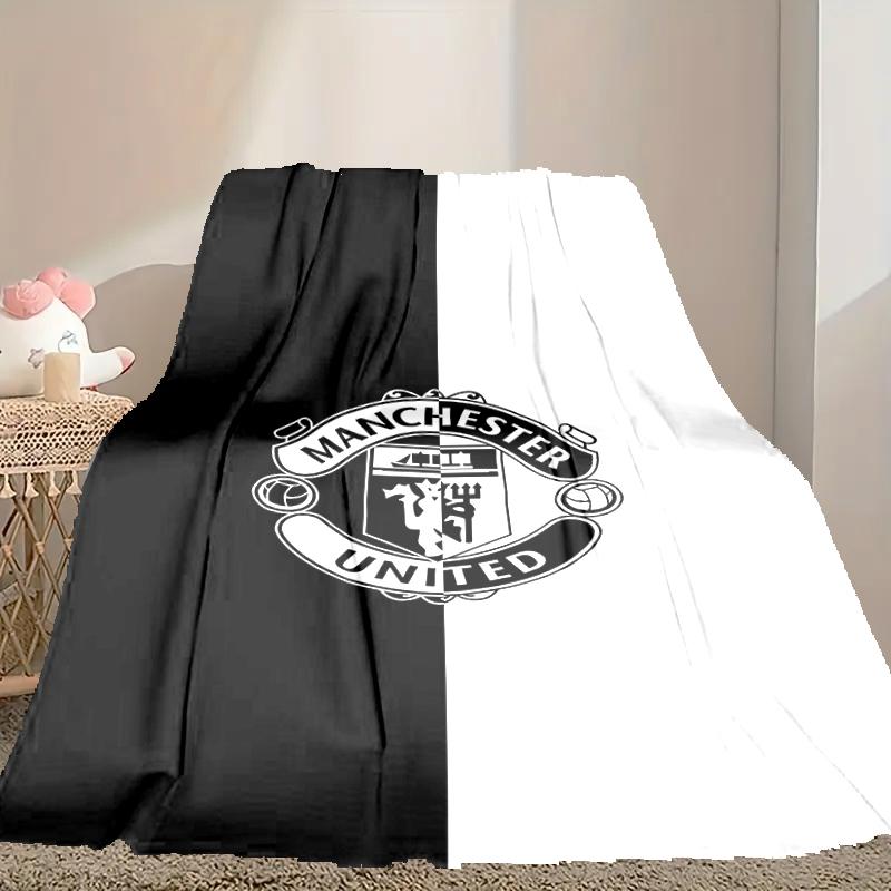 1pc Digital Print Nap Blanket, Manchester United Manchester City Blanket for Home Use, All Season Warmth, Christmas and Valentine's Day Gift Blanket