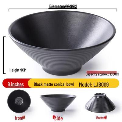 Jijun Black Melamine Noodle Bowl