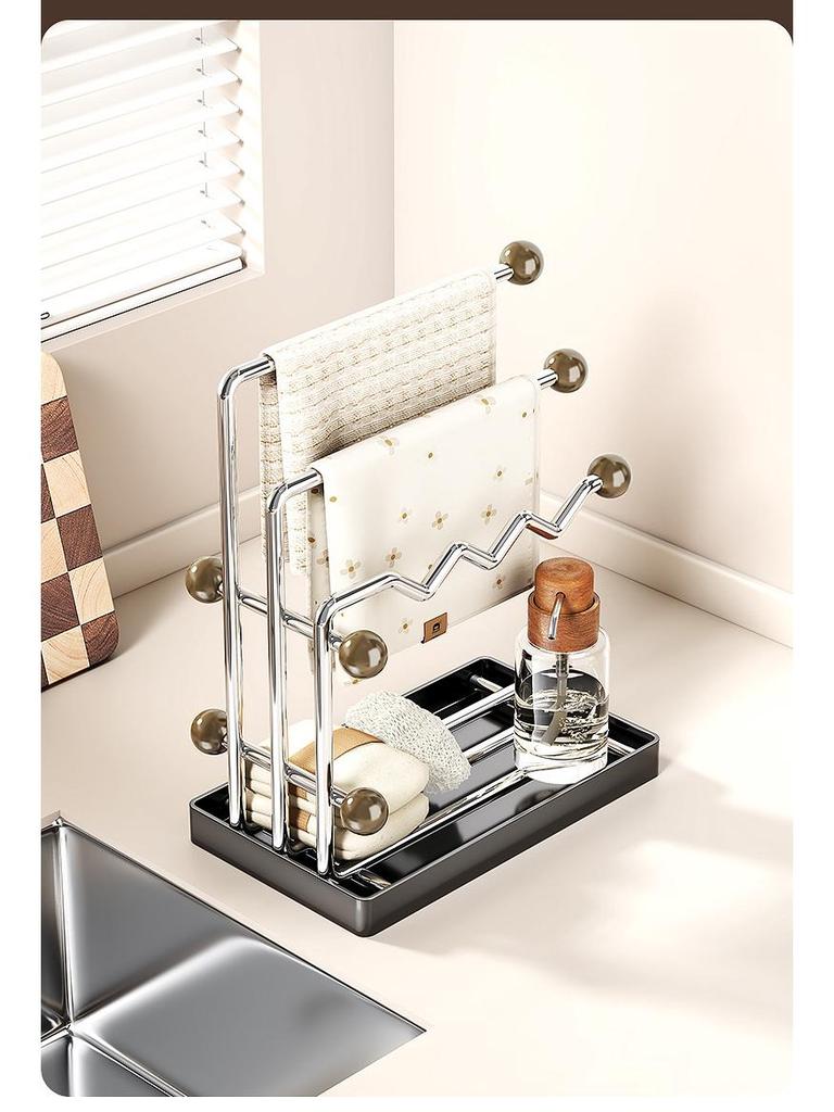 Stainless Steel Multifunctional Kitchen Rack for Cloth & Sponge Storage