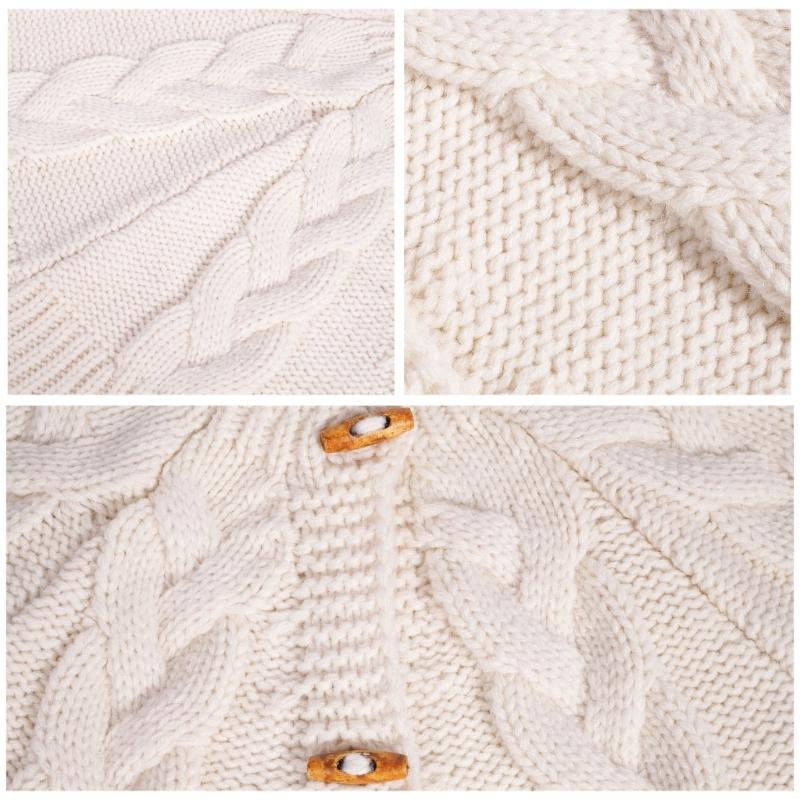 White Knitting Christmas Tree Skirts Tree Base Cover 61/92cm Diameter with Button Fastening Holiday Room Decorations