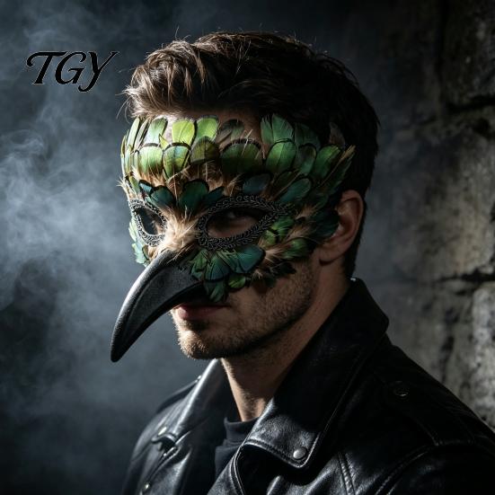 Máscara Decorativa de Plumas Máscara de Pájaro, Plumas Misteriosas Pico de Águila Animal Mitad Máscara Facial de Halloween para Halloween, Mardi Gras, Cosplay