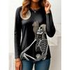 Women's Halloween 3D Printed Skull Long Sleeve Shirt Autumn Loose Casual Polyester Round Neck Fashion Casual Top