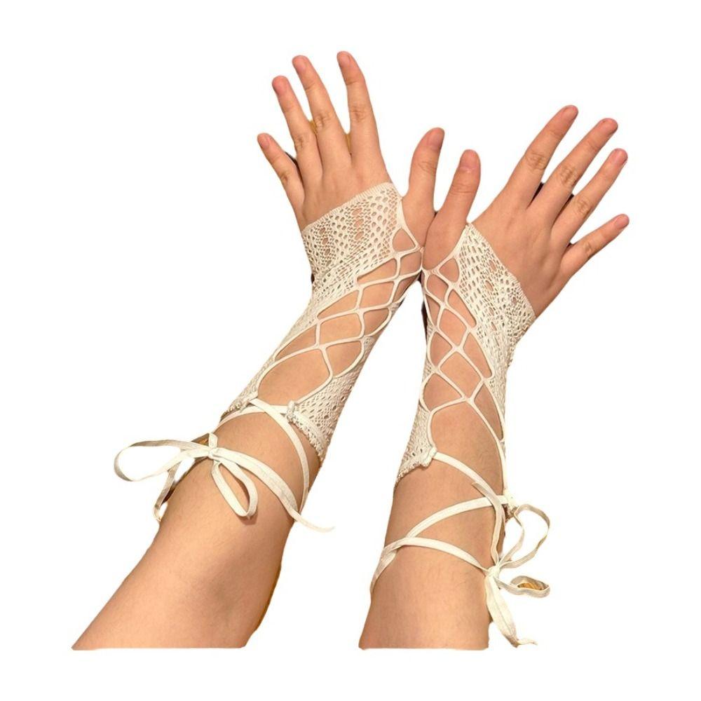 Tenké Síťované Rukavice Krajkové Volánkové Lolita Rukavice Vintage Bezprsté Rukavice