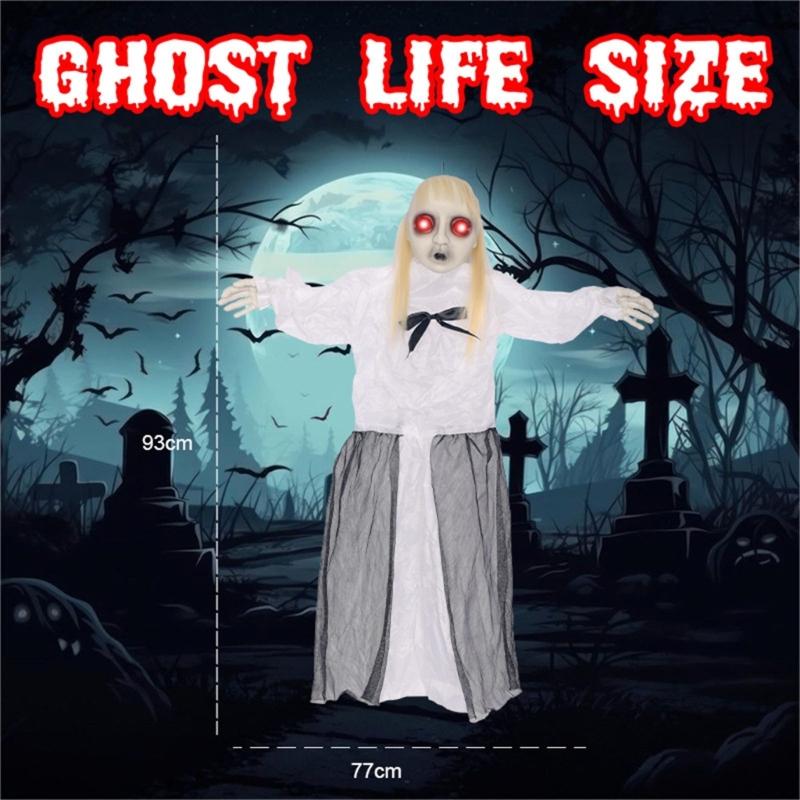 Sound Activated Skeleton Hanging Decoration Voice-Activated Skeleton with Sound Effect For Porch Yard Lawn Garden