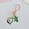 Cartoon Panda Bamboo Keychain Pendant - Cute School Bag Accessory and Creative Gift for Students