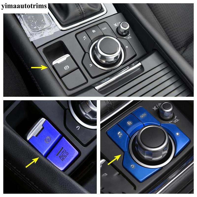 For Mazda CX-5 CX5 2017 -  Electrical Park Hand Brake Center Multimedia Knob Button Panel Cover Trim  Accessories Interior