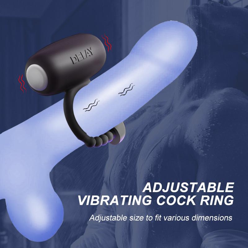 Adjustable Cock Ring Vibrating  for Men,  Delay Ejaculation Penis Ring, Dual Stimulation Toy for Delay and Enhanced Pleasure