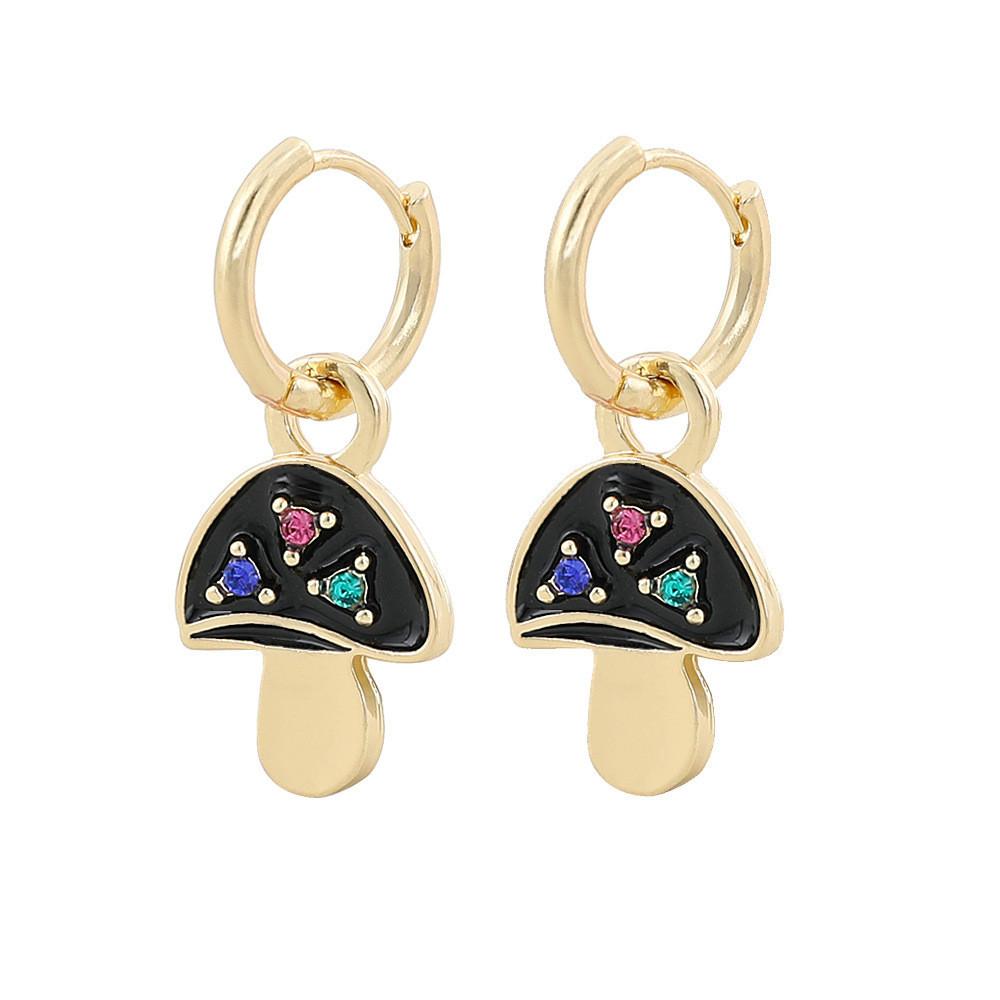 Elegant Geometric Alloy Asymmetrical Mushroom Earrings For Women In Colors Fashionable